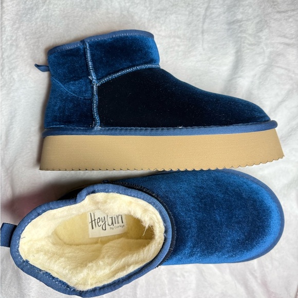 Corkys Shoes - The Corky's Room Service Platform Slip On - Blue Velvet ***NO BOX***